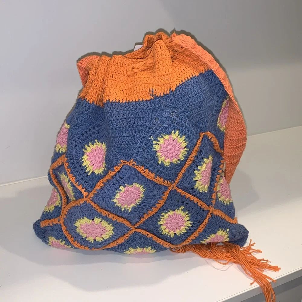 Urban Outfitters Crochet Multicolor Boho Fringe Shoulder‎ Bag